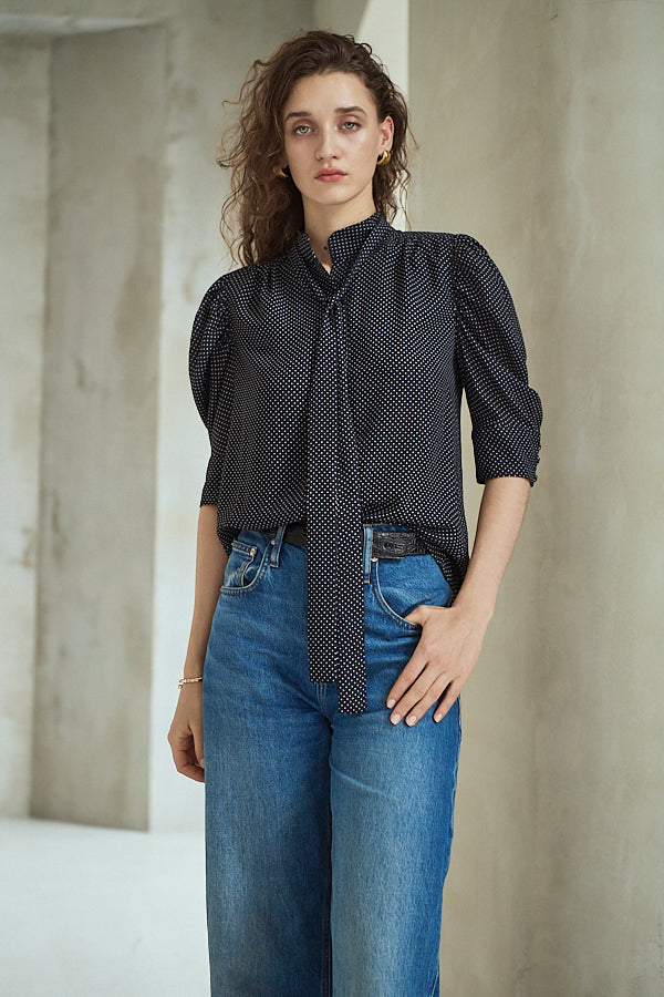 Louise Polka Dot Blouse<br> -Black.dot-