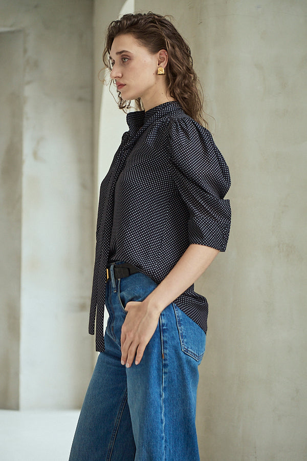 Louise Polka Dot Blouse<br> -Black.dot-