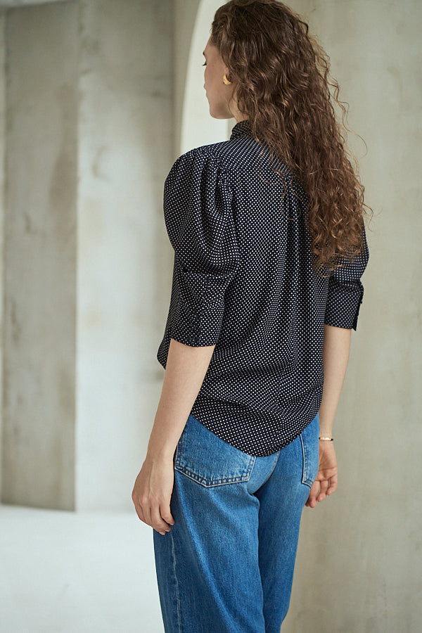 Louise Polka Dot Blouse<br> -Black.dot-