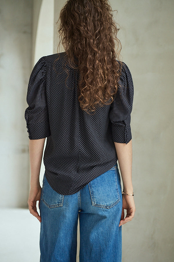 Louise Polka Dot Blouse<br> -Black.dot-