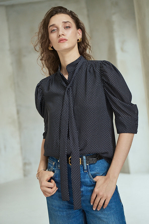 Louise Polka Dot Blouse<br> -Black.dot-