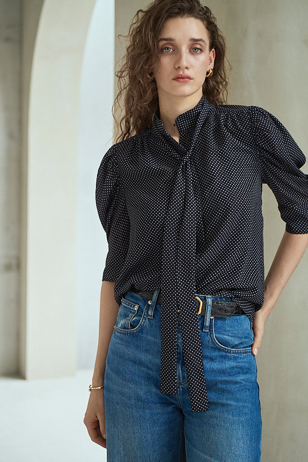 Louise Polka Dot Blouse<br> -Black.dot-
