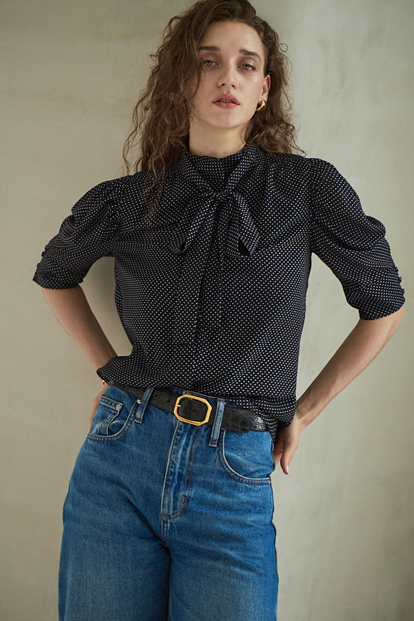 Louise Polka Dot Blouse<br> -Black.dot-