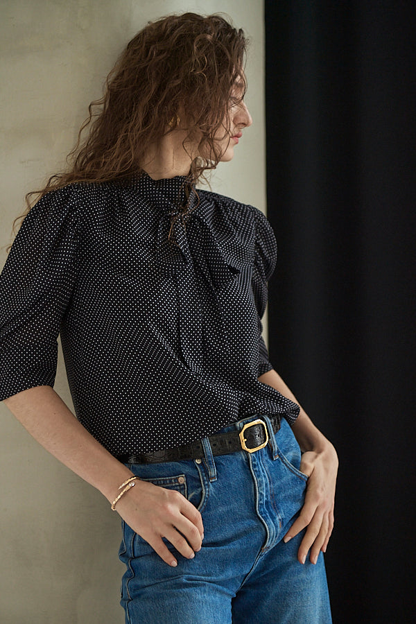 Louise Polka Dot Blouse<br> -Black.dot-