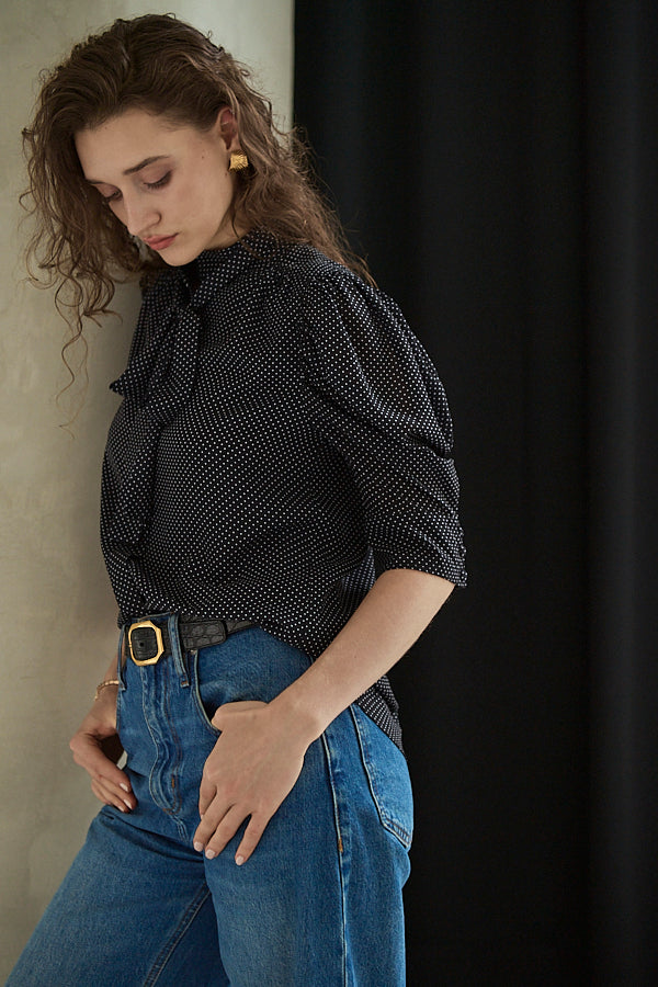 Louise Polka Dot Blouse<br> -Black.dot-