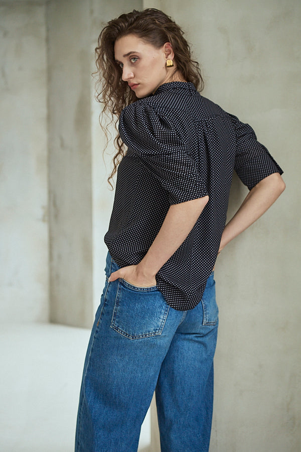 Louise Polka Dot Blouse<br> -Black.dot-