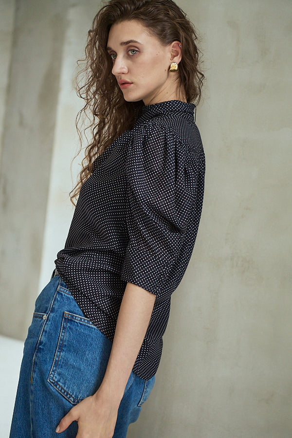 Louise Polka Dot Blouse<br> -Black.dot-