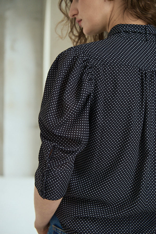 Louise Polka Dot Blouse<br> -Black.dot-