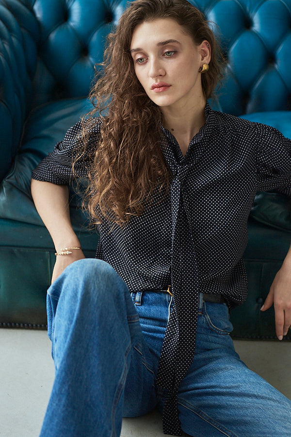 Louise Polka Dot Blouse<br> -Black.dot-