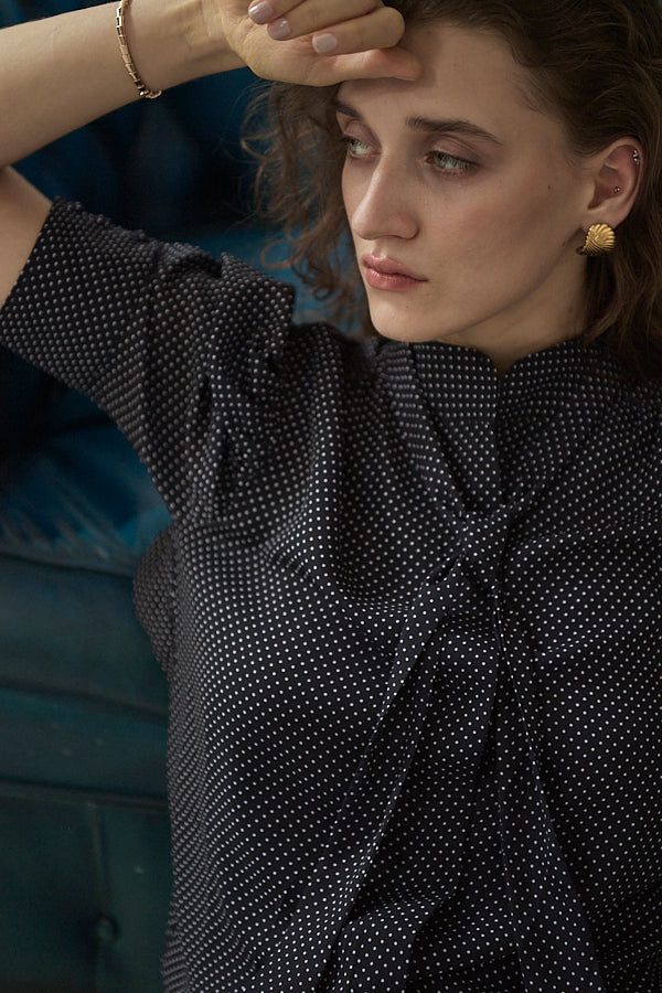 Louise Polka Dot Blouse<br> -Black.dot-