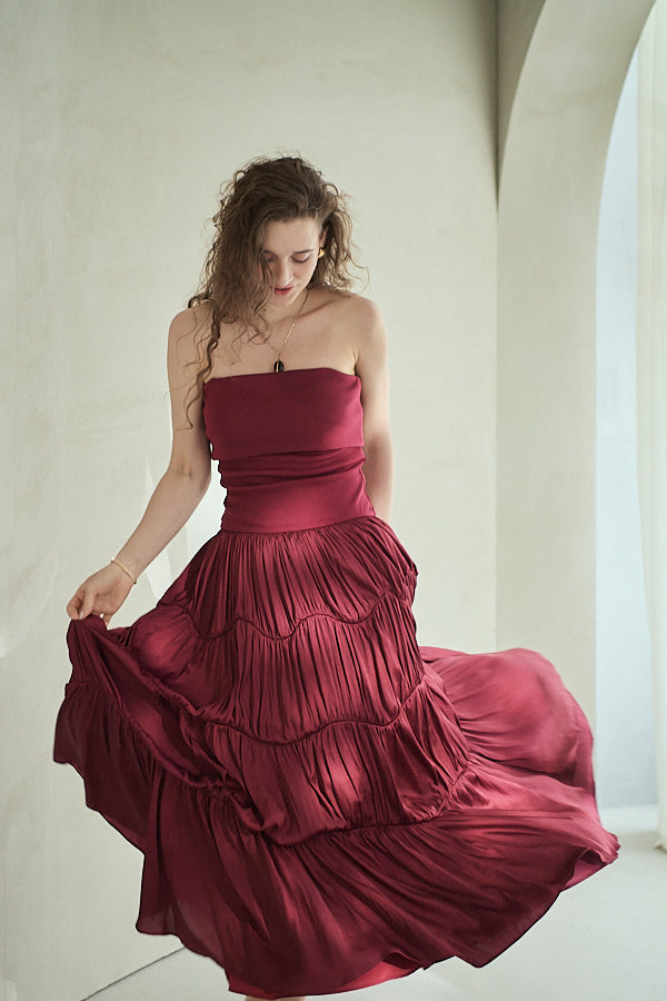Melinda Dress<br>-Burgundy-