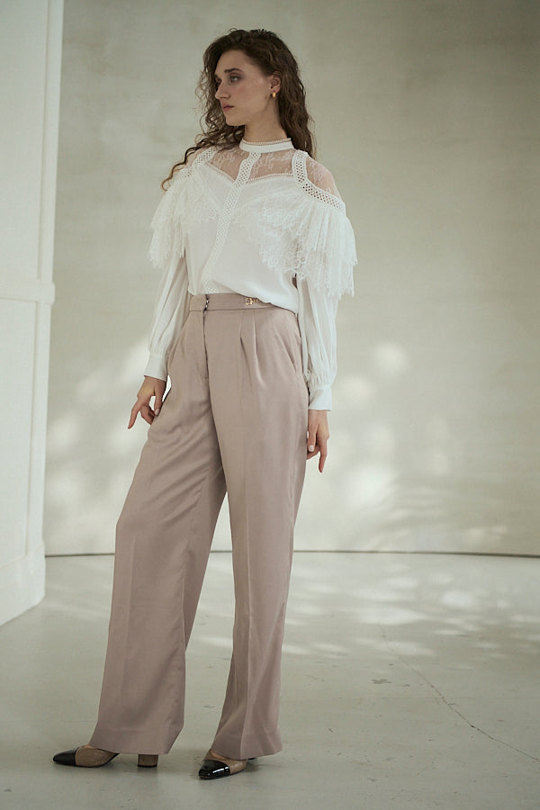 Ciara Satin Pants -Beige-  S/M 2size