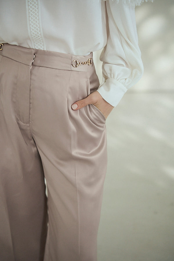 Ciara Satin Pants -Beige-  S/M 2size