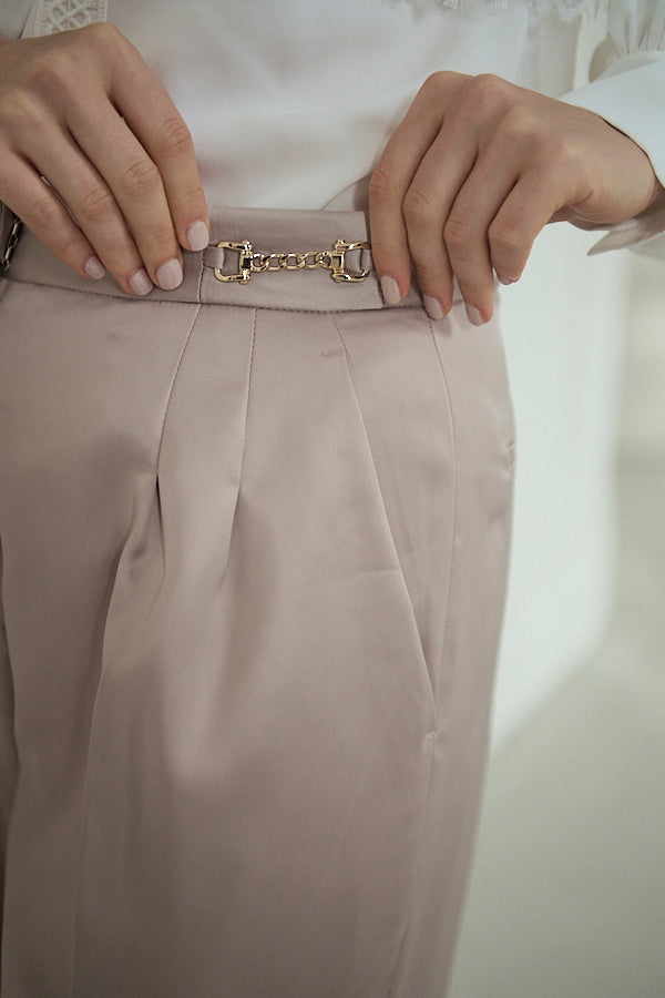 Ciara Satin Pants -Beige-  S/M 2size