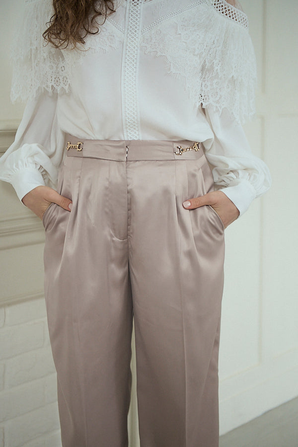 Ciara Satin Pants -Beige-  S/M 2size