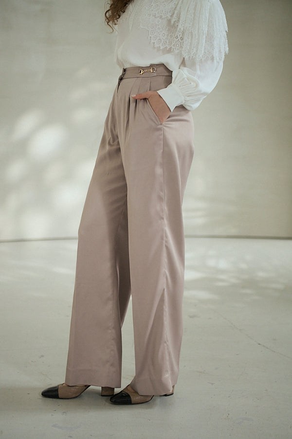 Ciara Satin Pants -Beige-  S/M 2size