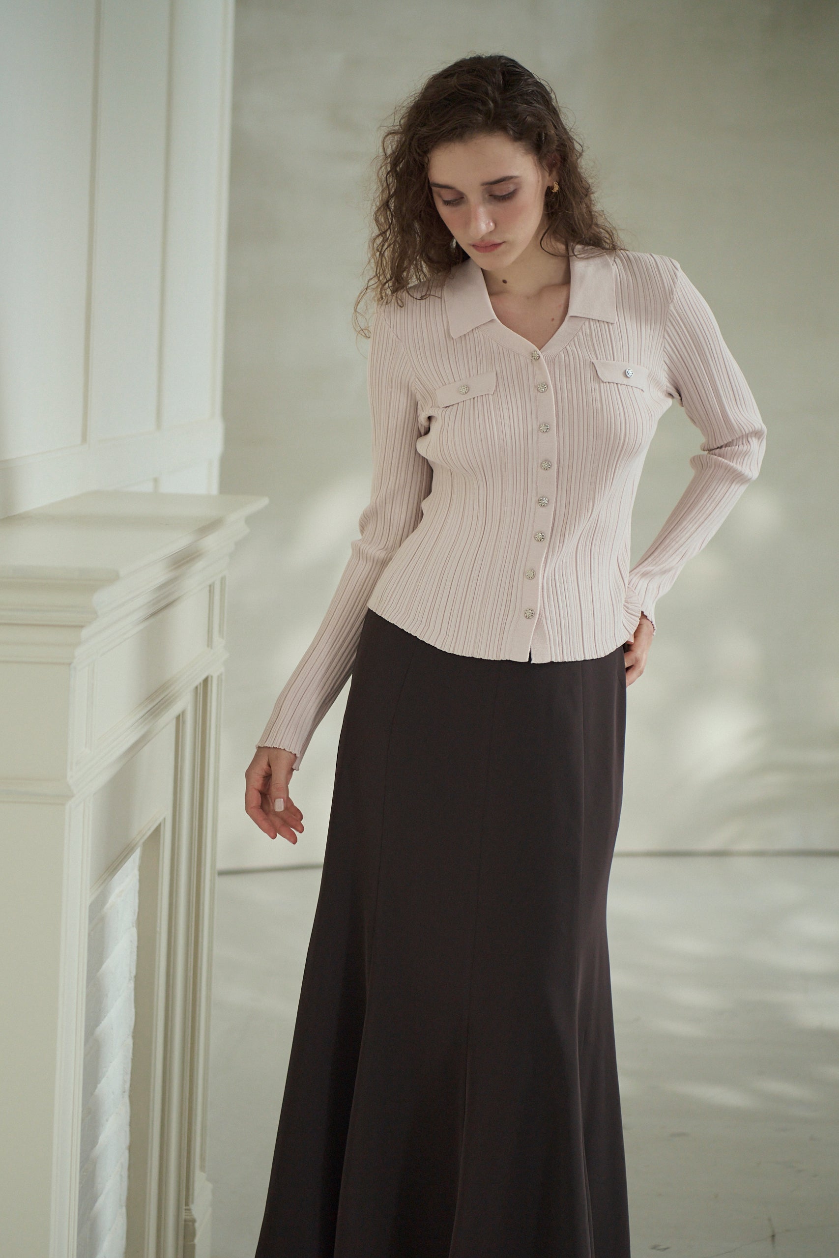 Julie Rib Knit Top <br>-Blush Pink-