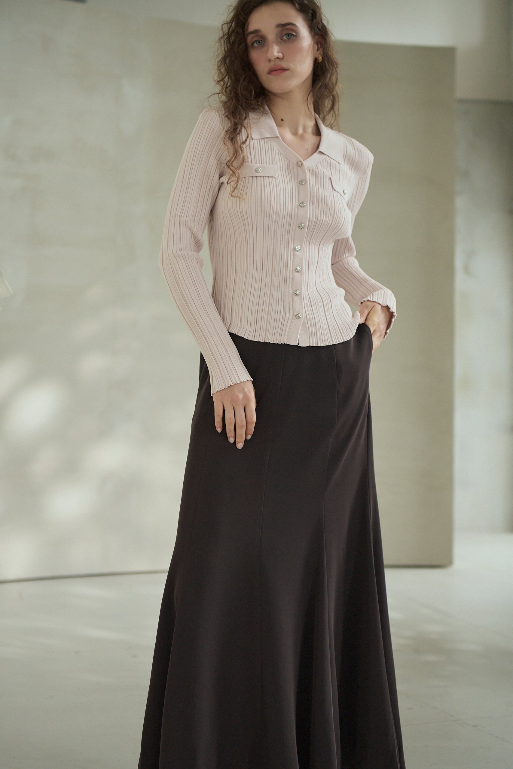 Julie Rib Knit Top <br>-Blush Pink-