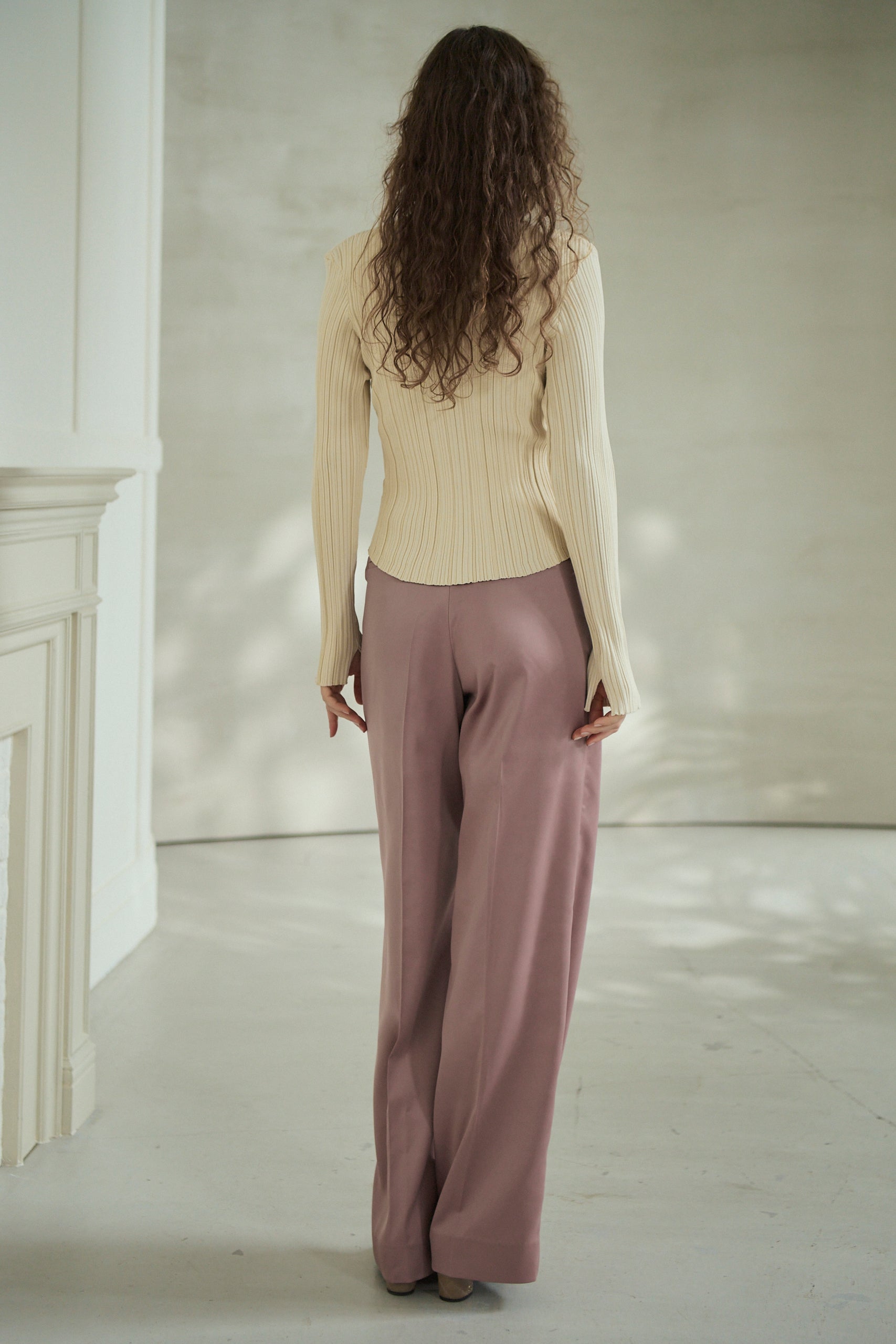 Julie Rib Knit Top <br>-Ecru-