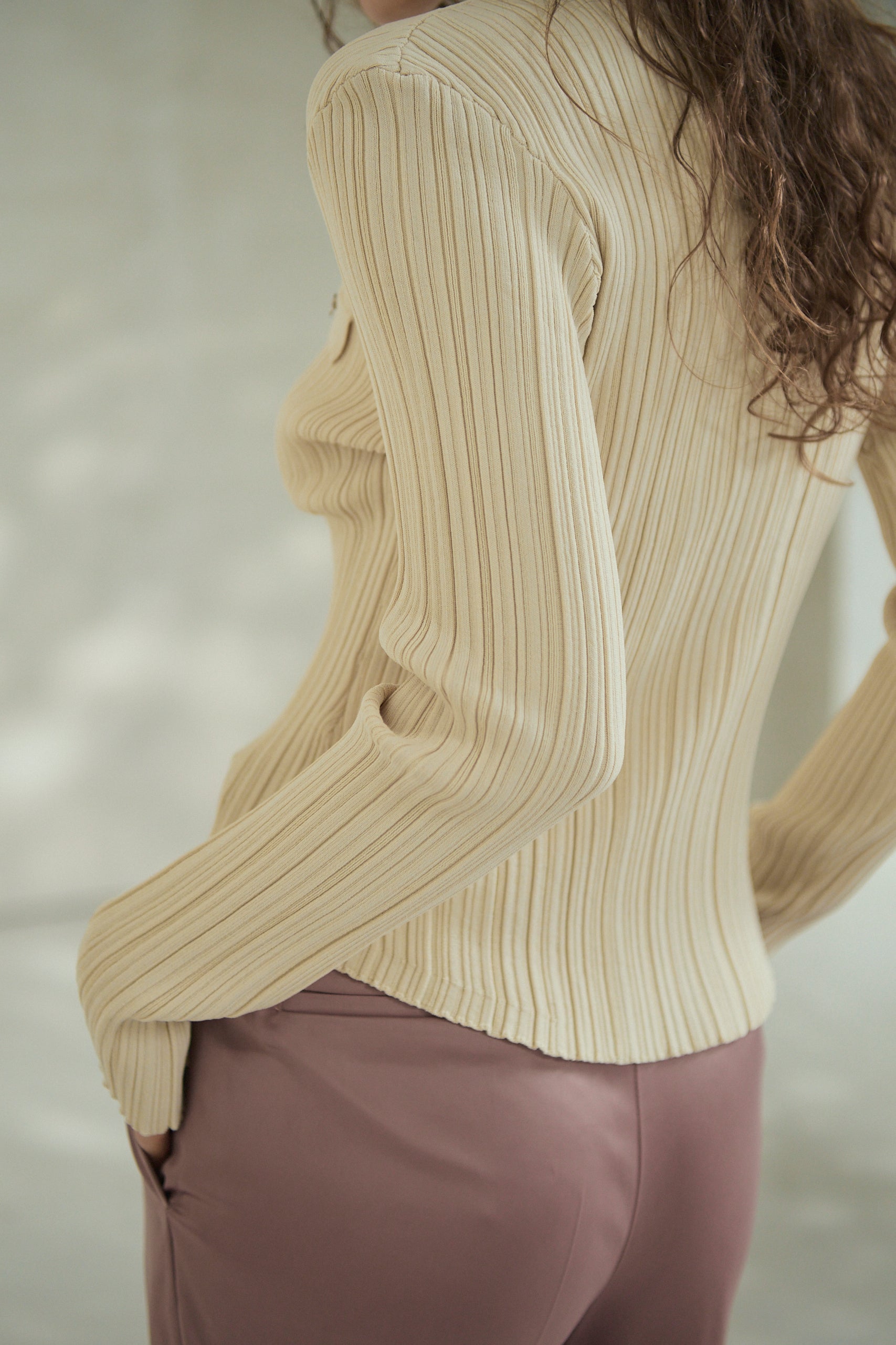 Julie Rib Knit Top <br>-Ecru-