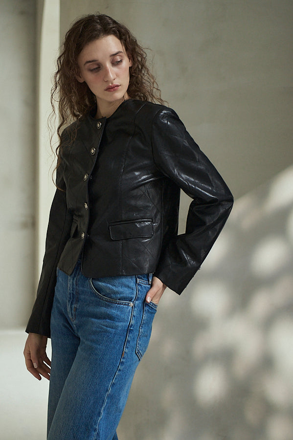 Camelia Quilted Jacket <br>-Black-