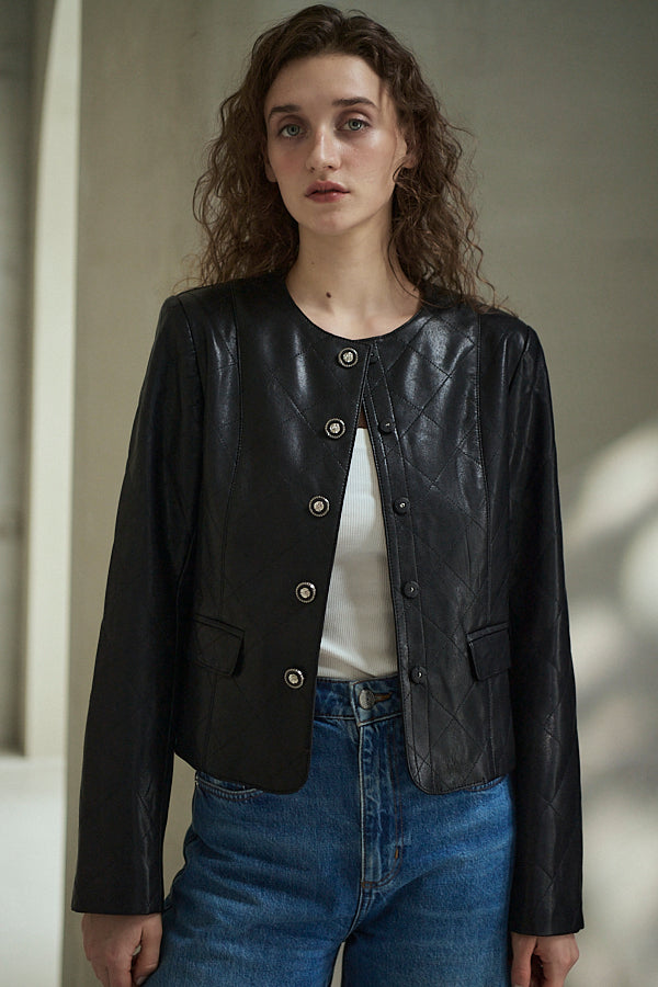 Camelia Quilted Jacket <br>-Black-