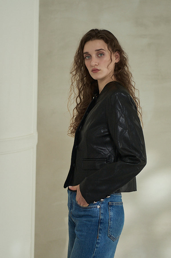 Camelia Quilted Jacket <br>-Black-