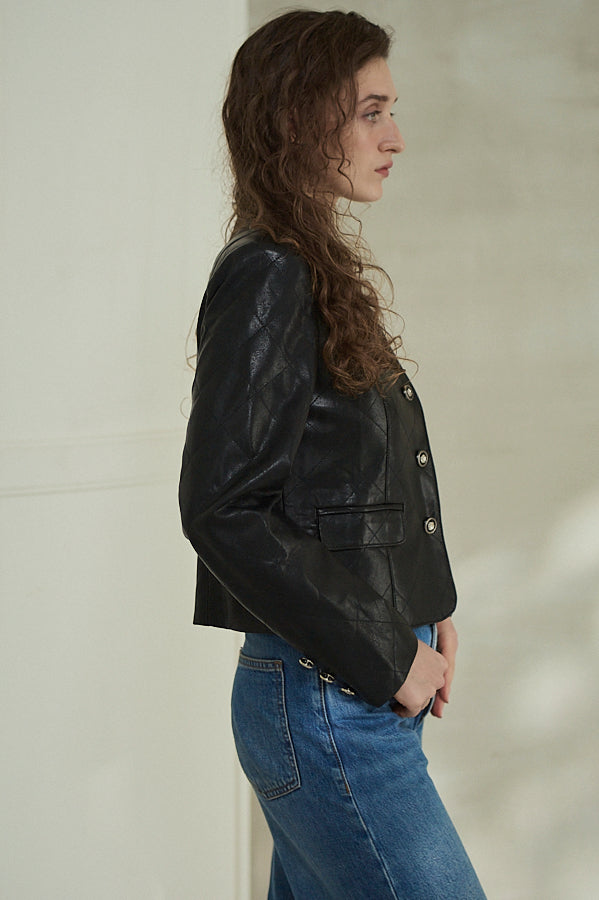 Camelia Quilted Jacket <br>-Black-
