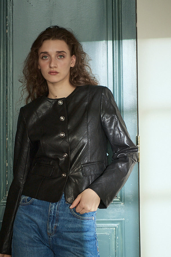 Camelia Quilted Jacket <br>-Black-