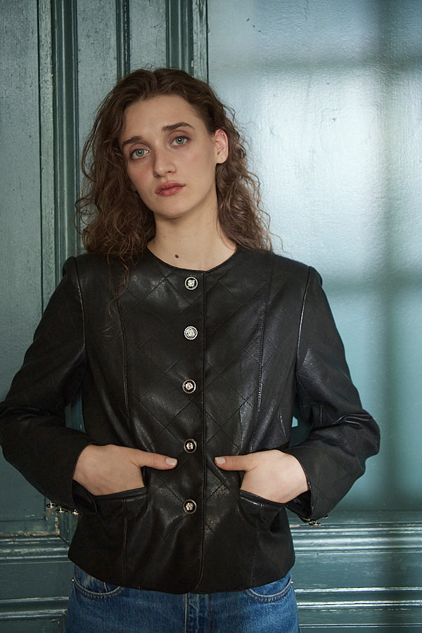 Camelia Quilted Jacket <br>-Black-