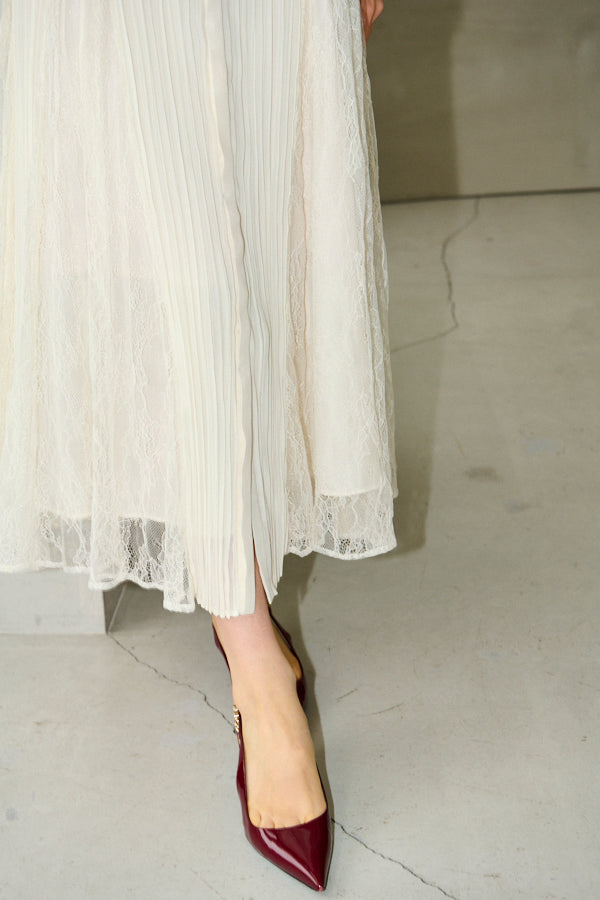 Pre-order<br>Alyssa Pleaded Long Dress <br>-Off white-