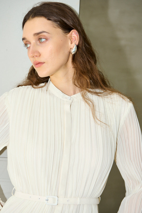 Pre-order<br>Alyssa Pleaded Long Dress <br>-Off white-