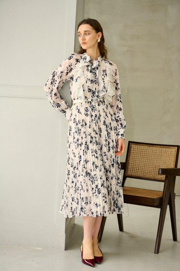 Aurelia Flower Pleated Dress <br>-IVO-