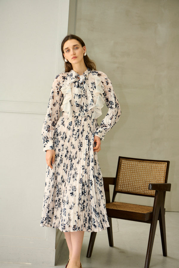 Aurelia Flower Pleated Dress <br>-IVO-