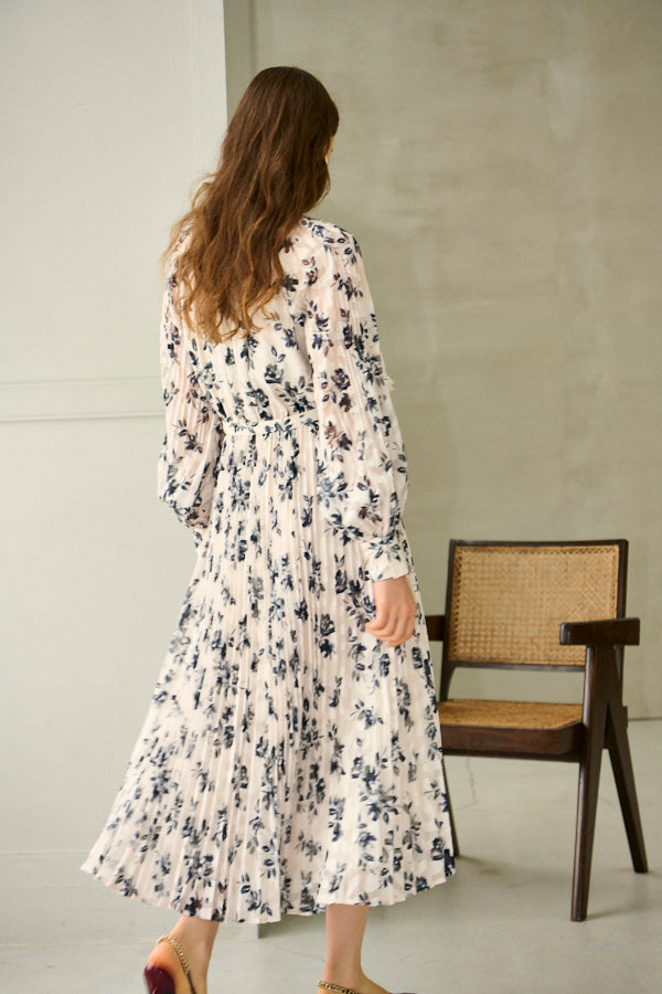 Aurelia Flower Pleated Dress <br>-IVO-