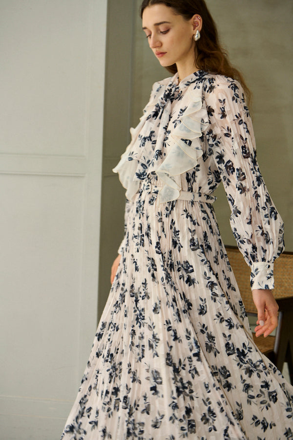 Aurelia Flower Pleated Dress <br>-IVO-