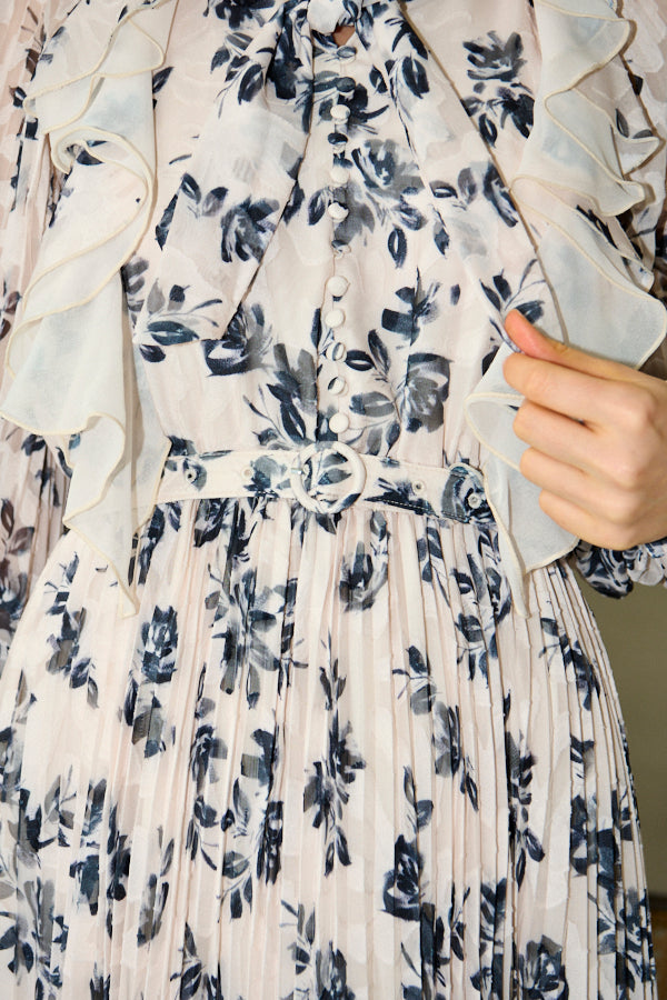 Aurelia Flower Pleated Dress <br>-IVO-