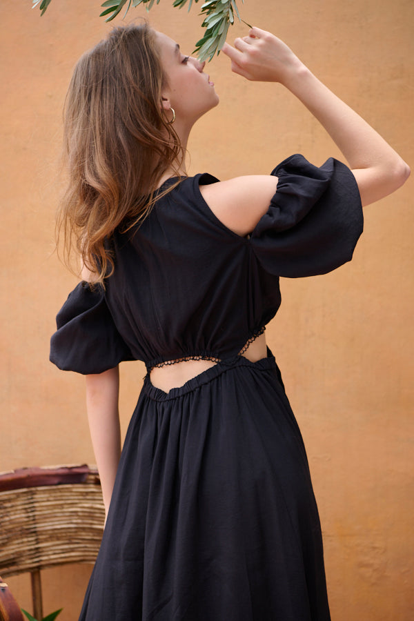 Rosie Cutout Long Dress <br> -BLK-