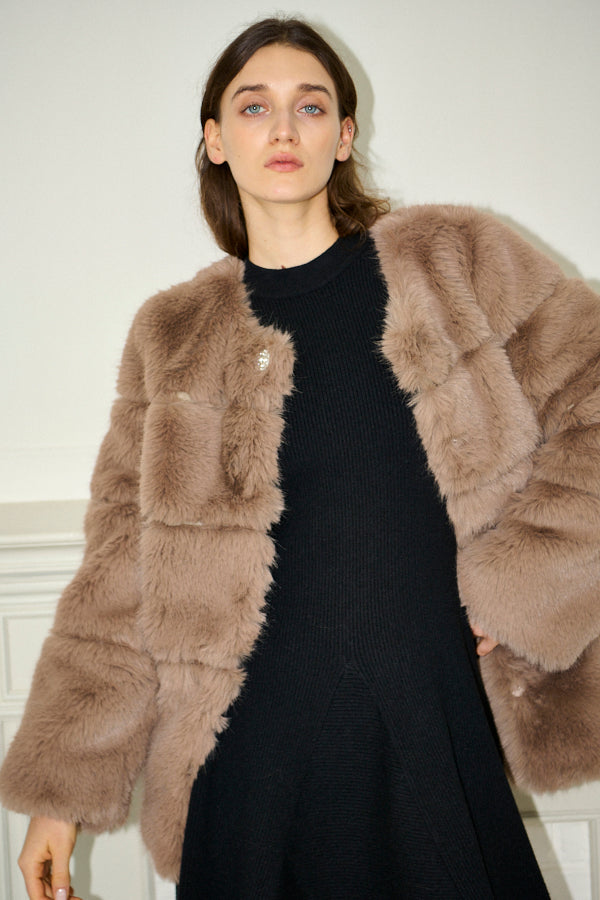 Coco Faux Fur Coat <br>-Mocha-
