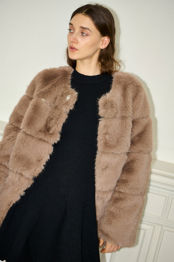 Coco Faux Fur Coat <br>-Mocha-