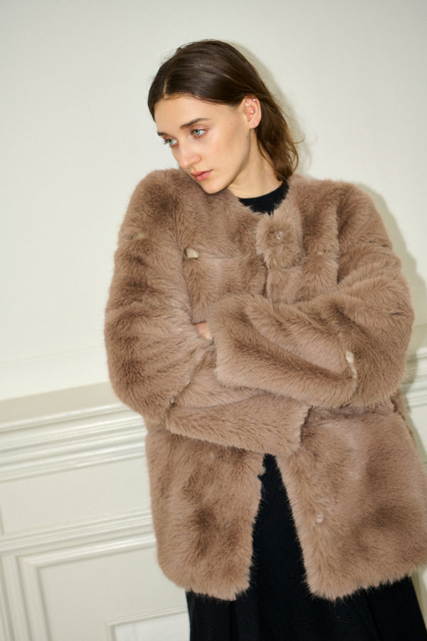Coco Faux Fur Coat <br>-Mocha-