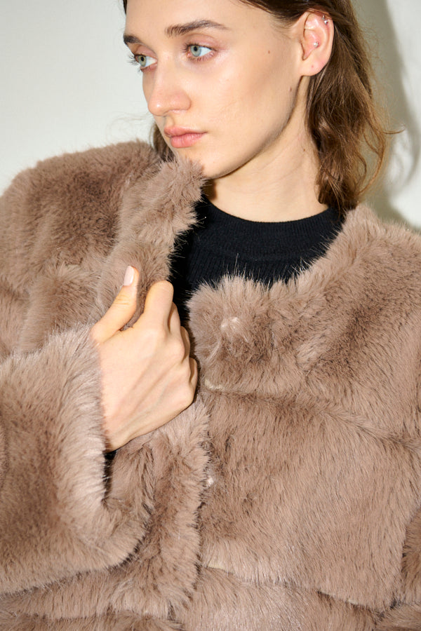 Coco Faux Fur Coat <br>-Mocha-