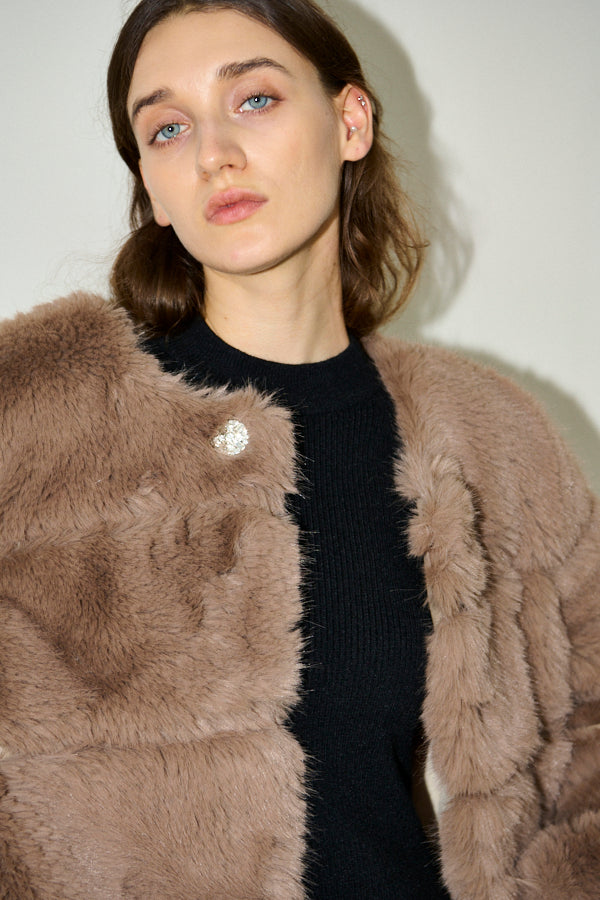 Coco Faux Fur Coat <br>-Mocha-