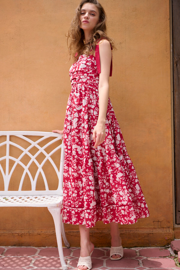 Sandra Floral-print long dress  <br>-RED x off.pt-