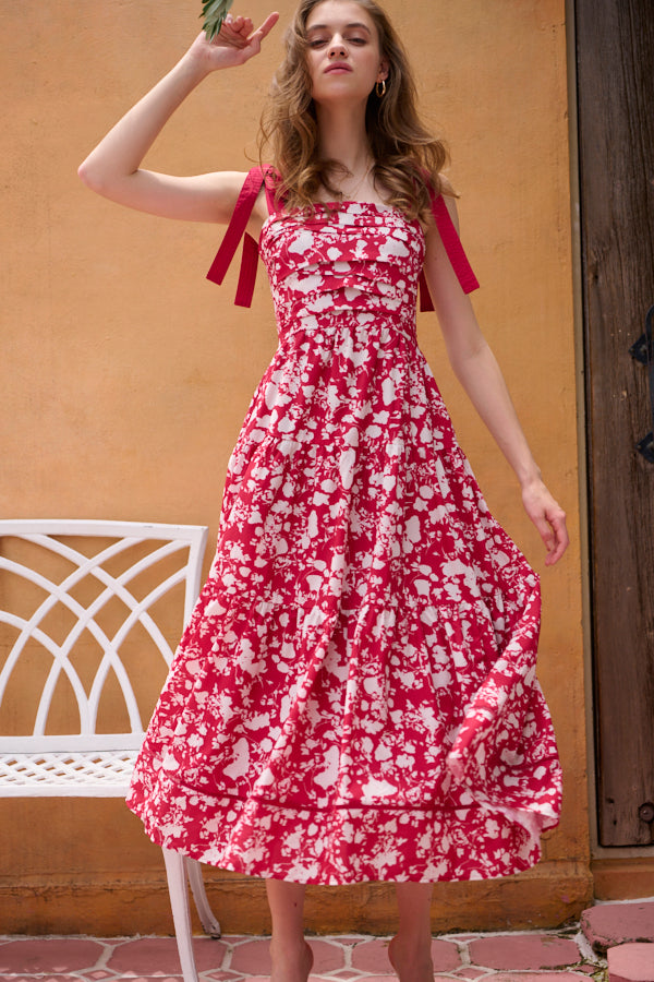 Sandra Floral-print long dress  <br>-RED x off.pt-