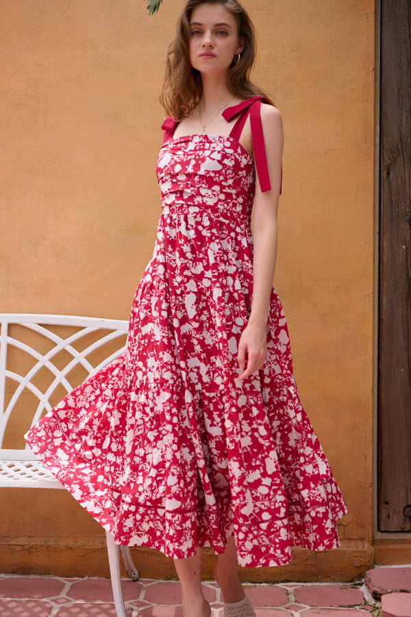 Sandra Floral-print long dress  <br>-RED x off.pt-