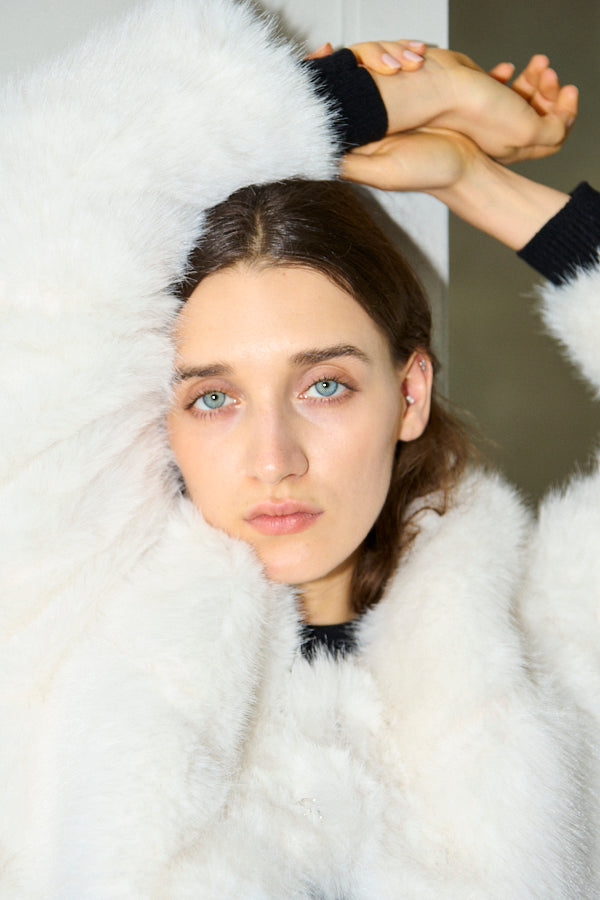 Coco Faux Fur Coat <br>-Off white-