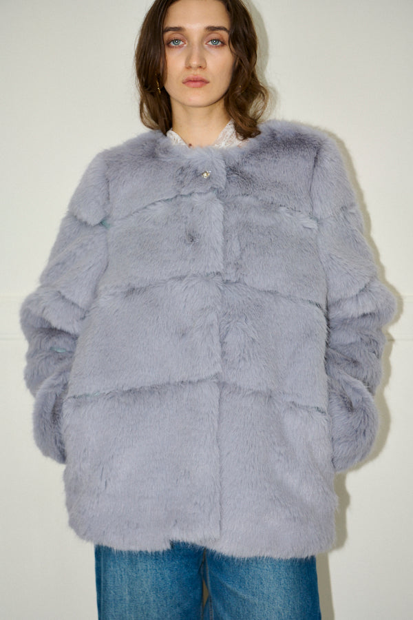 Coco Faux Fur Coat <br>-Blue.gry-