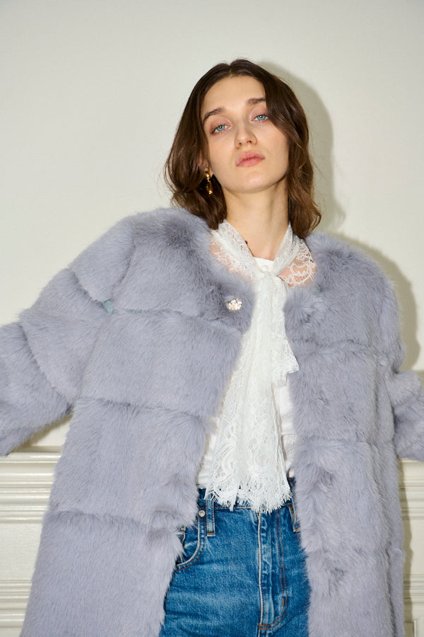 Coco Faux Fur Coat <br>-Blue.gry-