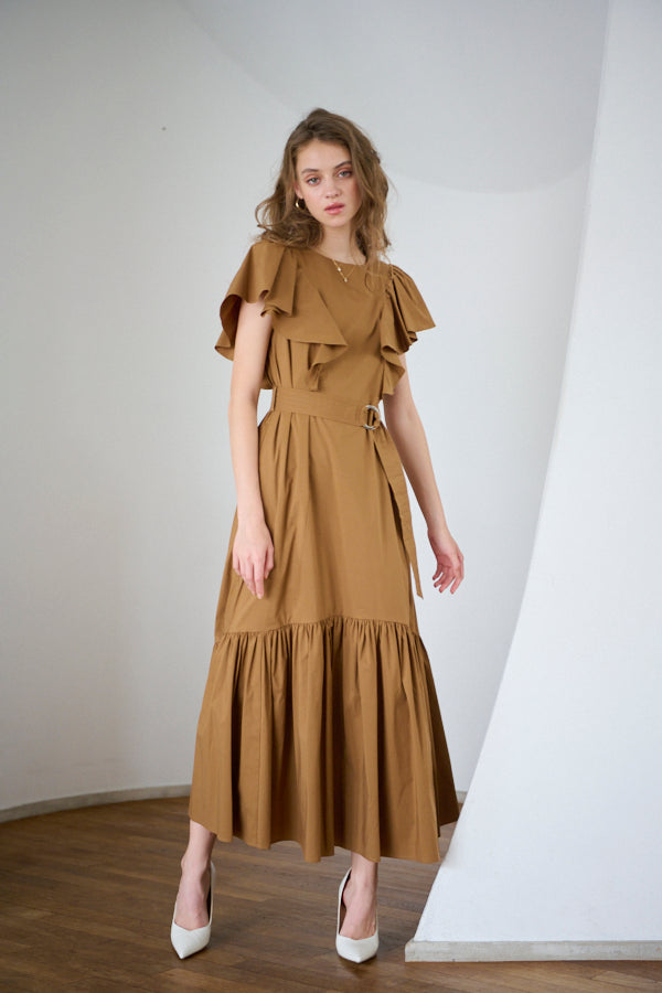 Blanca Ruffled Belted Dress -MOCA-